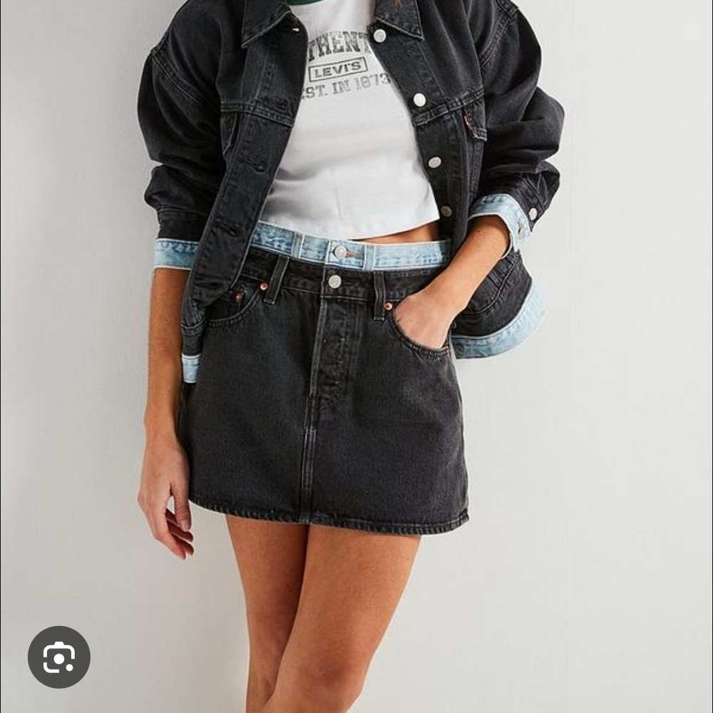 Levi's Icon Double Waist Black Denim Skirt